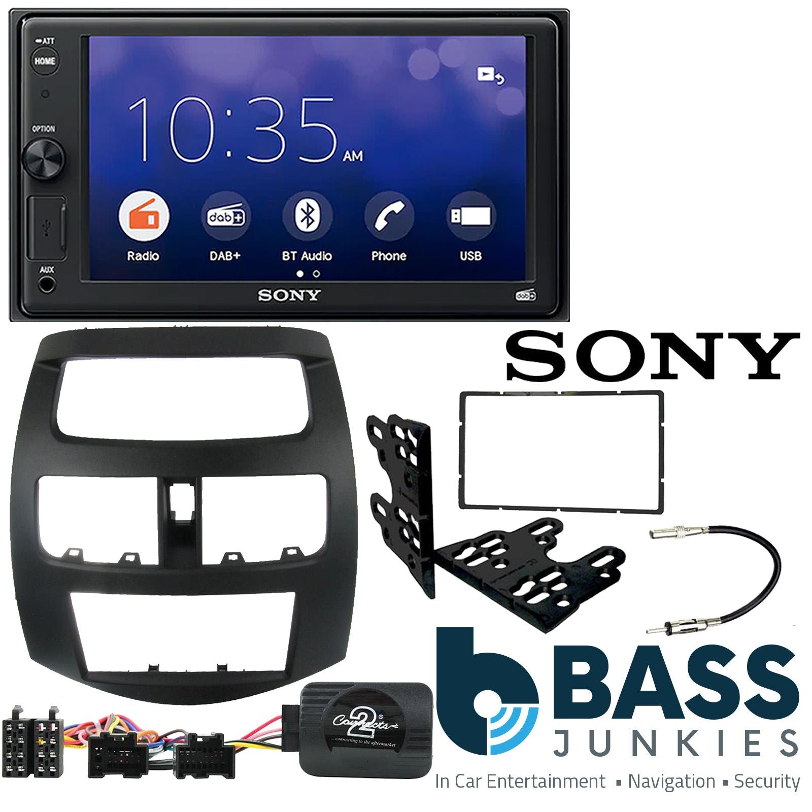 SONY XAV-1550D DAB+ Smart Bluetooth Car Radio + Stereo fitting kit + Steering Wheel Controls Loom for Chevrolet Spark 2010-2012	 | Chevrolet Beat 2010-2012