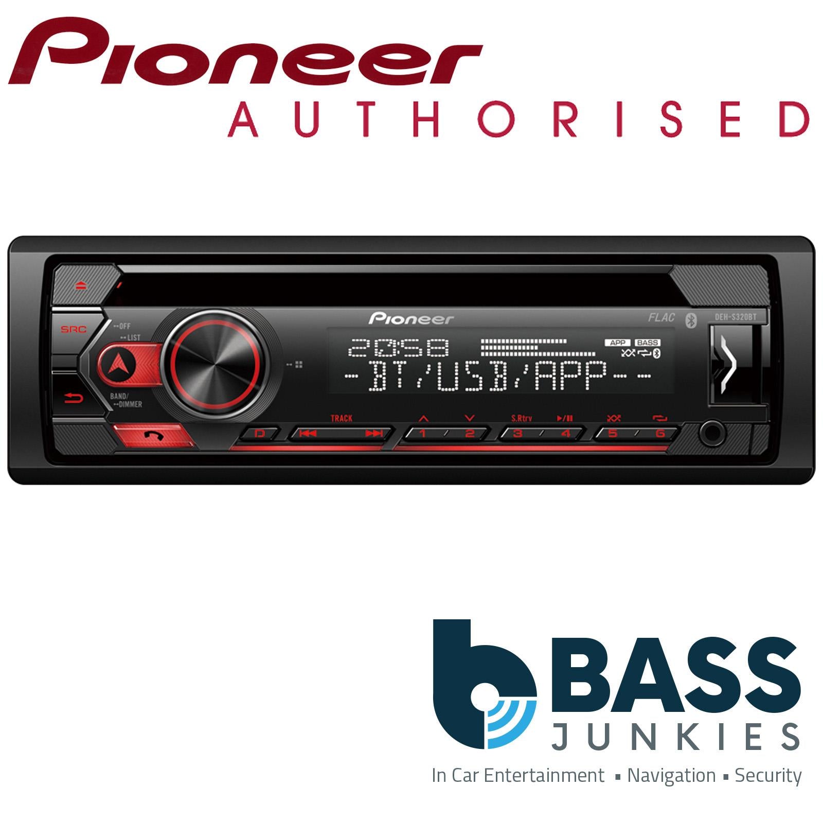 Pioneer DEH-S320BT Bluetooth USB Aux iPhone Android Spotify Single-Din Car Stereo