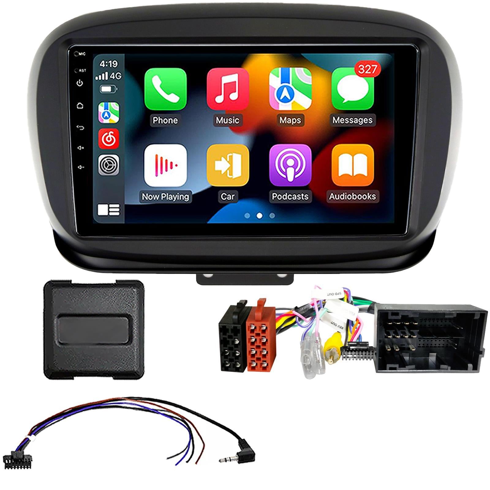 UPGRADED 9" CarPlay Android Car Stereo & Fitting Kit For Fiat 500X 2014 - 2019