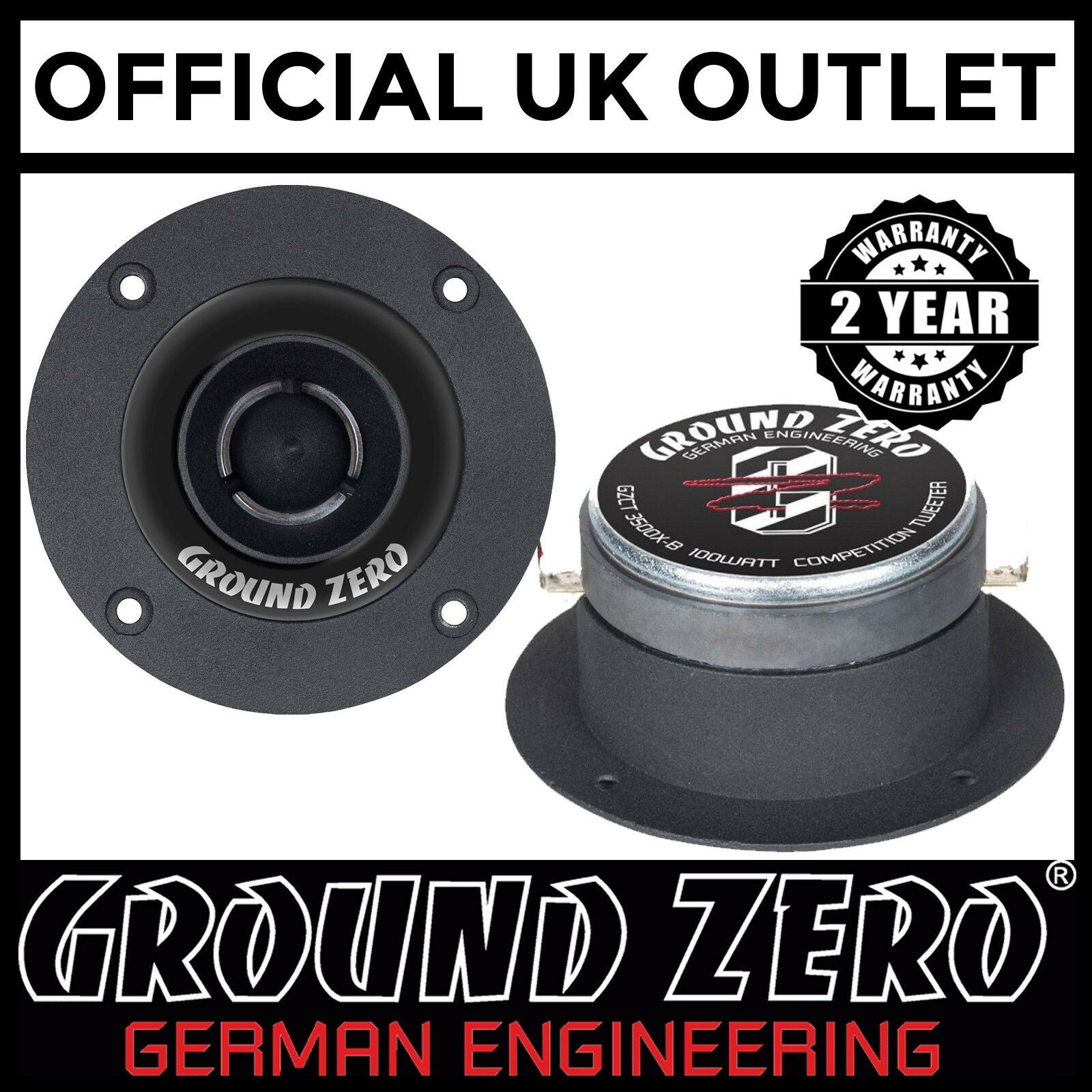 Ground Zero GZCTX3500X-B 4 Inch Single Aluminium Bullet Car Speaker Horn Tweeter