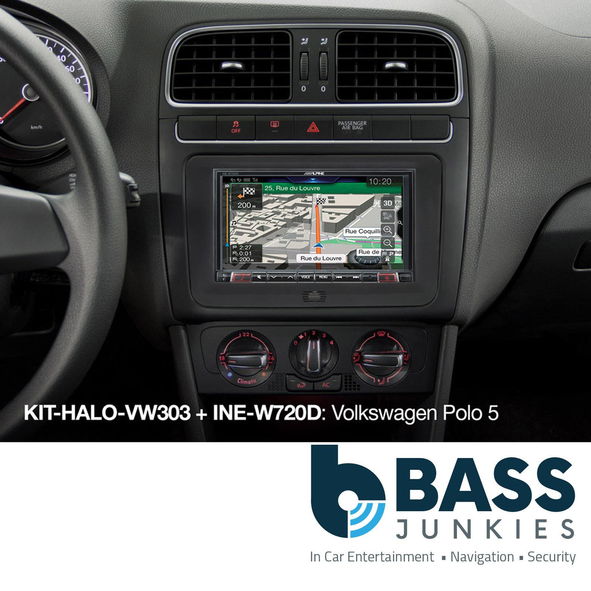 Alpine KIT-HALO-VW303 VW Seat Skoda 1-DIN/2-DIN Car Stereo Fascia & Fitting Kit