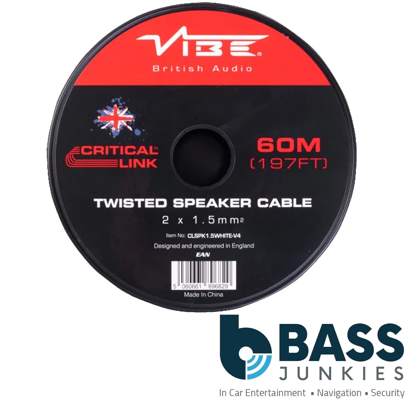 Vibe Critical Link - CLSPK1.5WHITE-V4  60m White Twisted Car Audio Speaker Cable