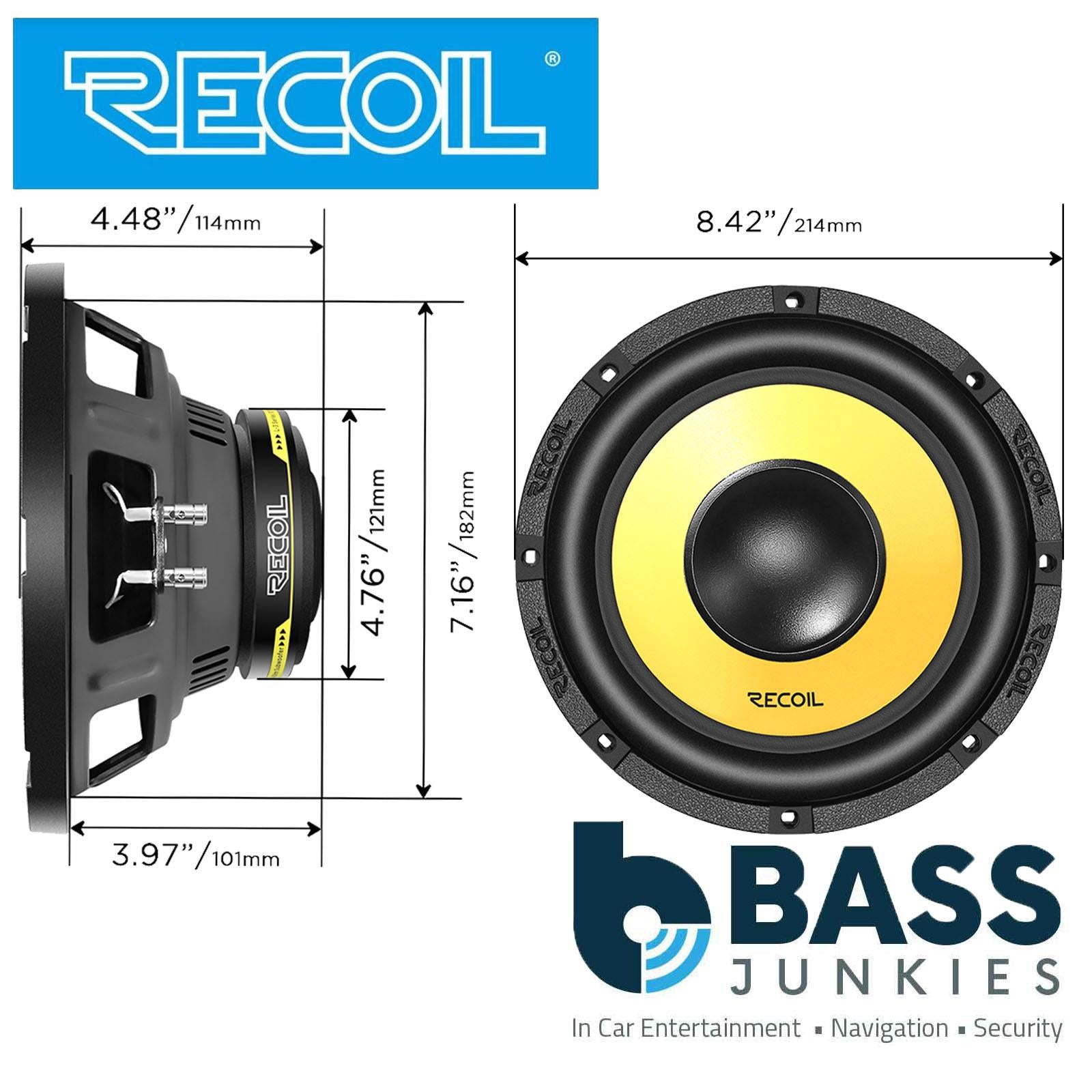 Recoil LW8S4 - 160 Watts 8" Inch 20cm Single Voice Coil 4-Ohm Car Sub Subwoofer