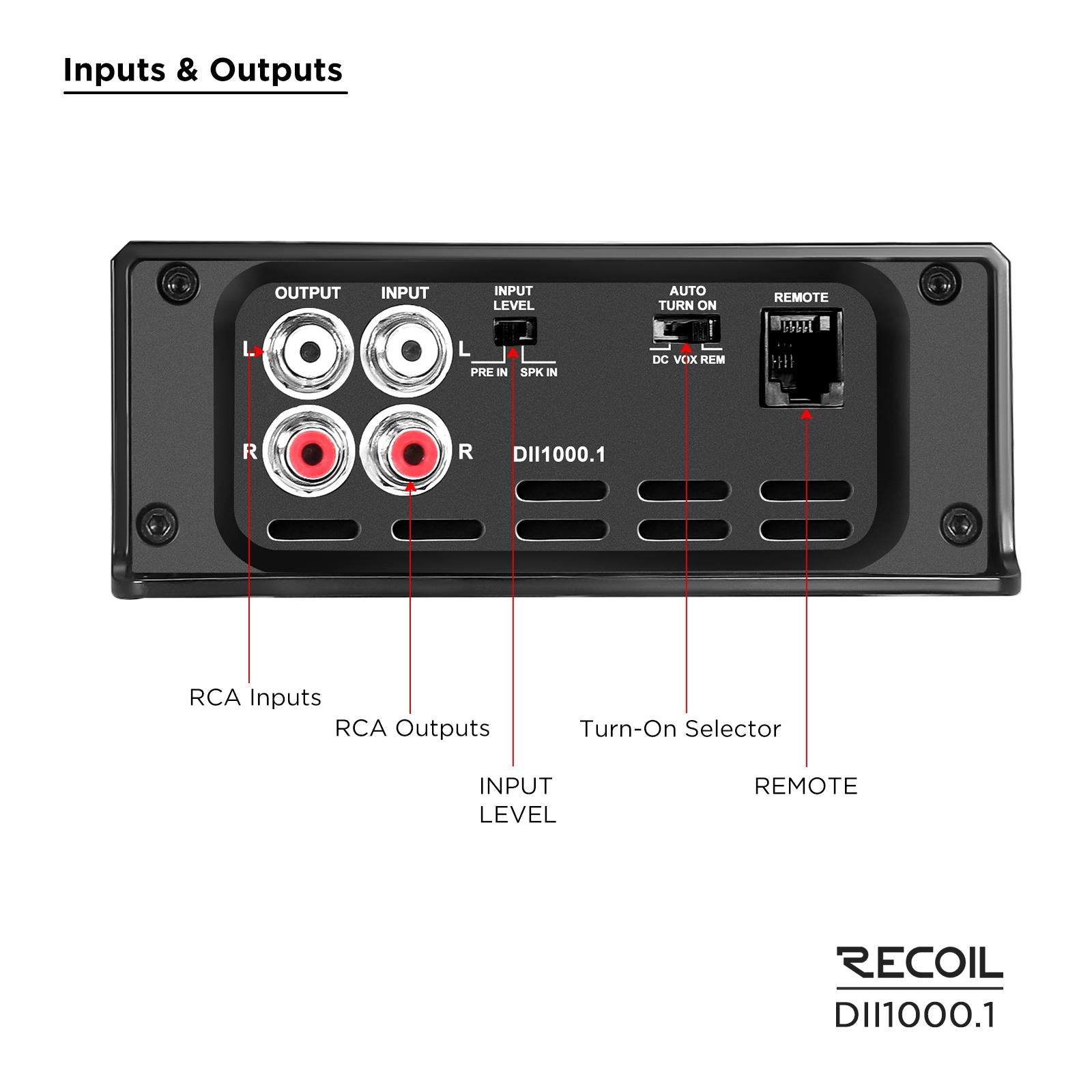Recoil DII1000.1- 2000 Watts 2-4 Ohm Stable Class D Mono Car Audio Amp Amplifier