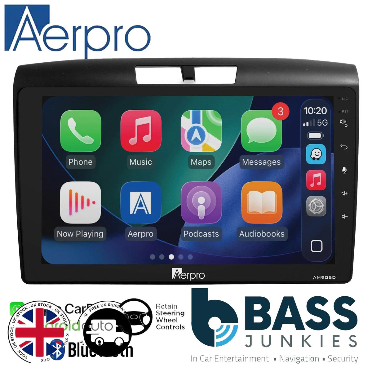 Aerpro 9" DAB CarPlay Android Car Stereo Fitting Kit For Honda CRV 2012 Onwards