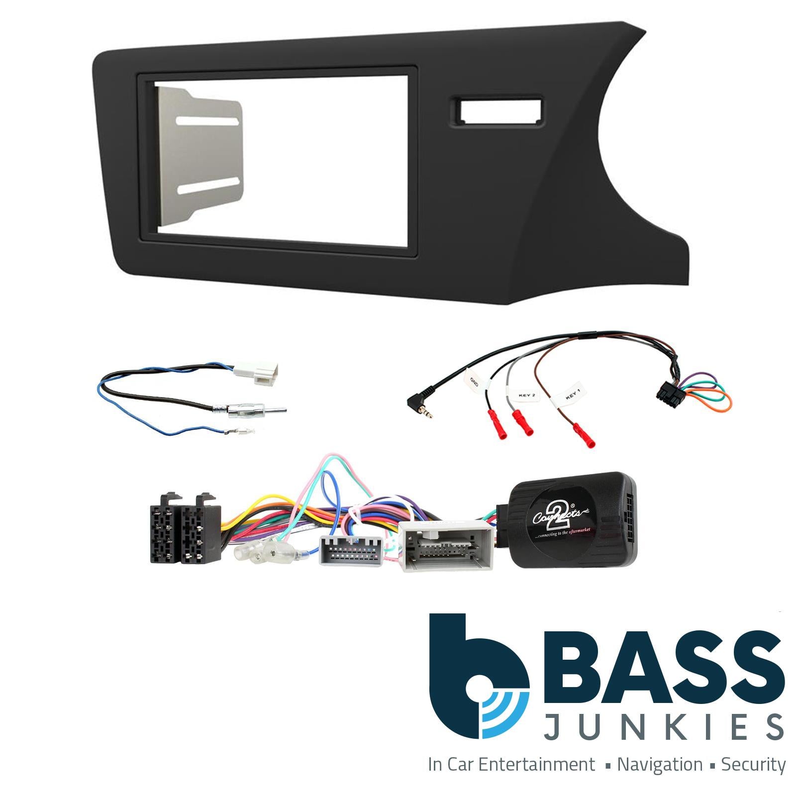Double Din Stereo Fitting Kit + Steering Wheel Stalk Controls to fit Honda City 2014-