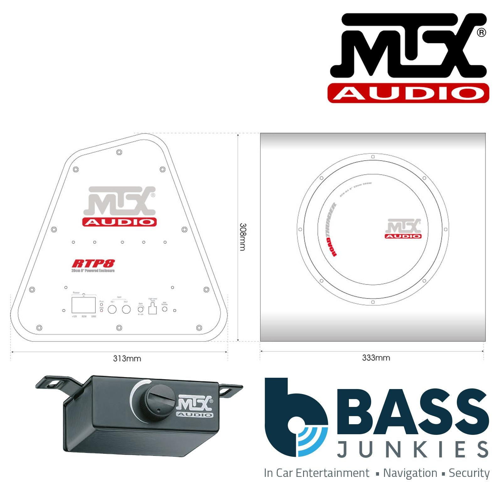 MTX RTP8 - 8" 360 Watts Road Thunder Car Amp Amplified Powered Vented Enclosure