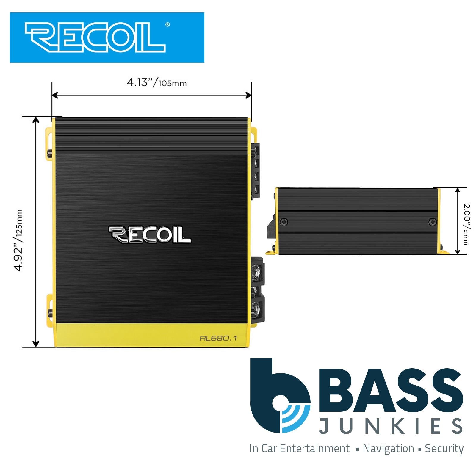 Recoil RL680.1 - Compact 680 Watts @ 1 Ohm Monoblock Car Stereo Amplifier Amp