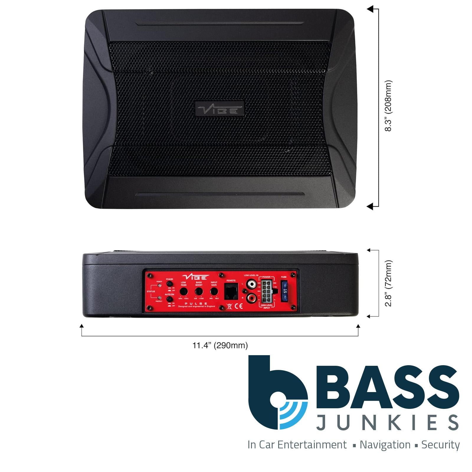 VIBE Pulse PULSEC8A-V0 240 Watts Ultra Slim Amplified Underseat Car Subwoofer