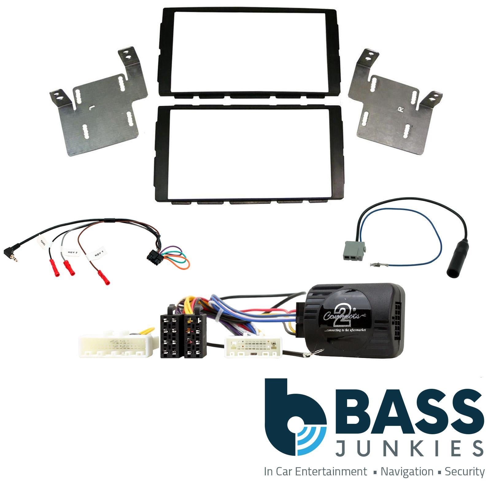 Double Din Stereo Fitting Kit + Steering Wheel Stalk Controls to fit Nissan Note 2012-17