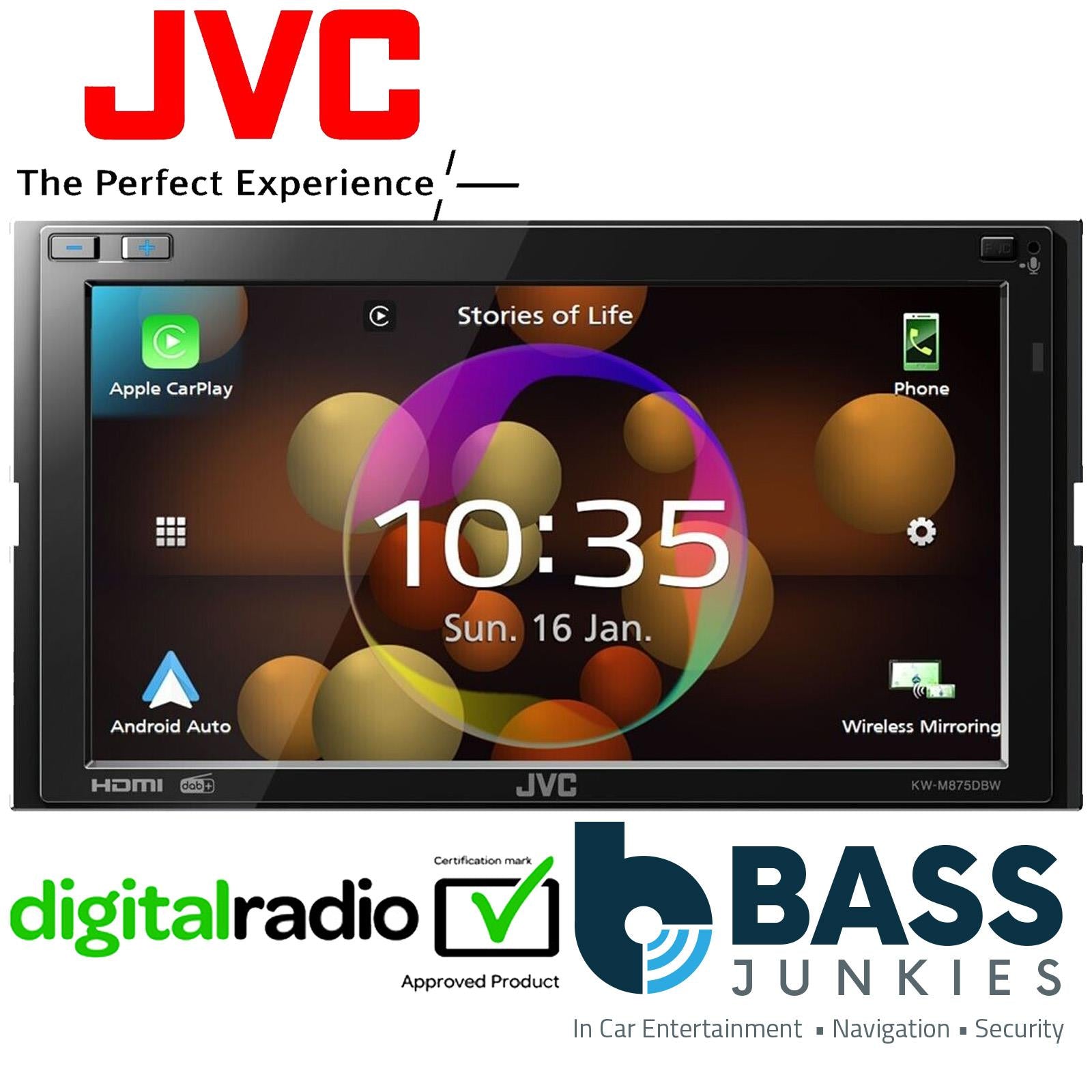 JVC KW-M875DBW Digital Media Receiver USB BT Apple CarPlay Android Auto + Aerial