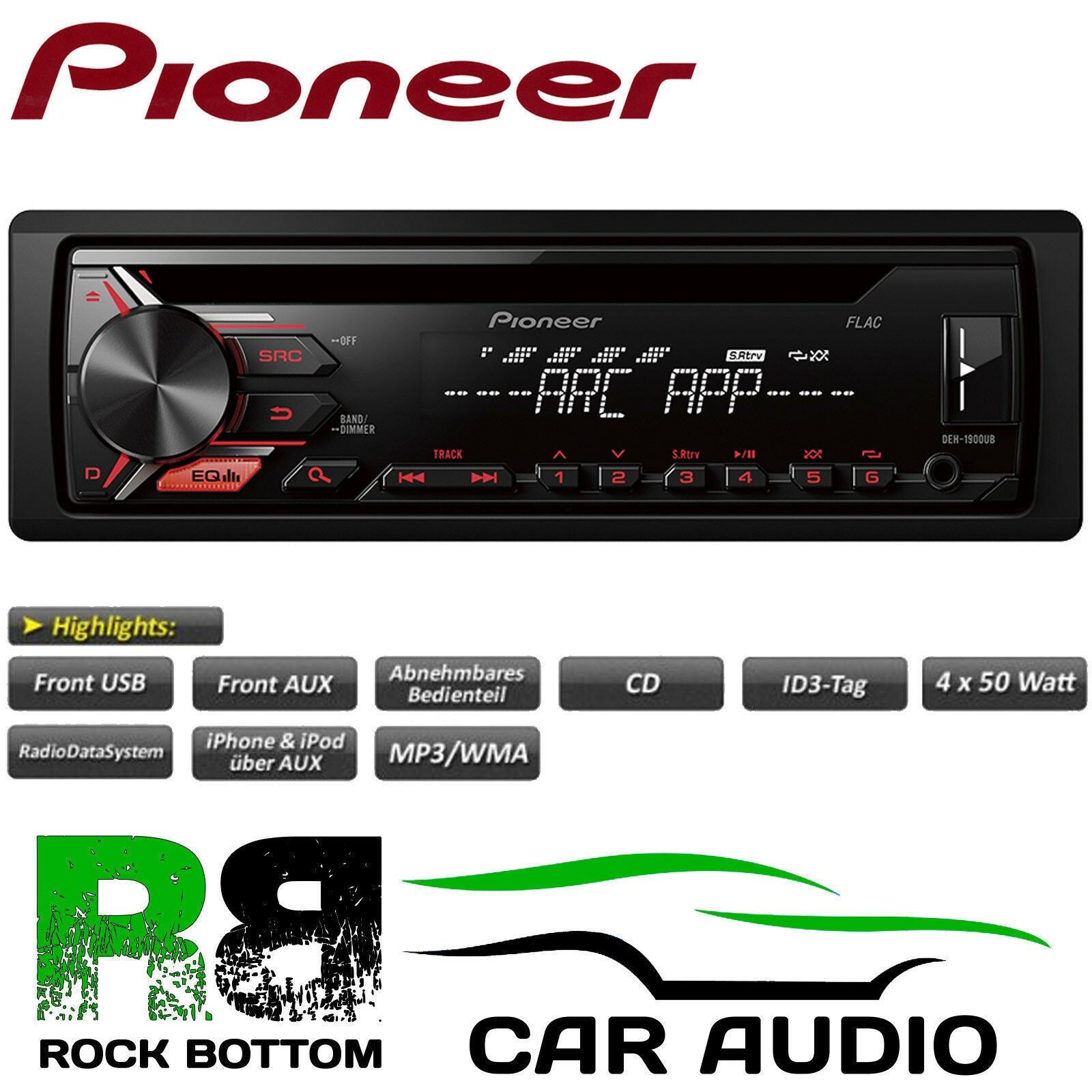 Pioneer DEH-1900UB - Car stereo with RDS tuner, CD, USB and Aux-In.