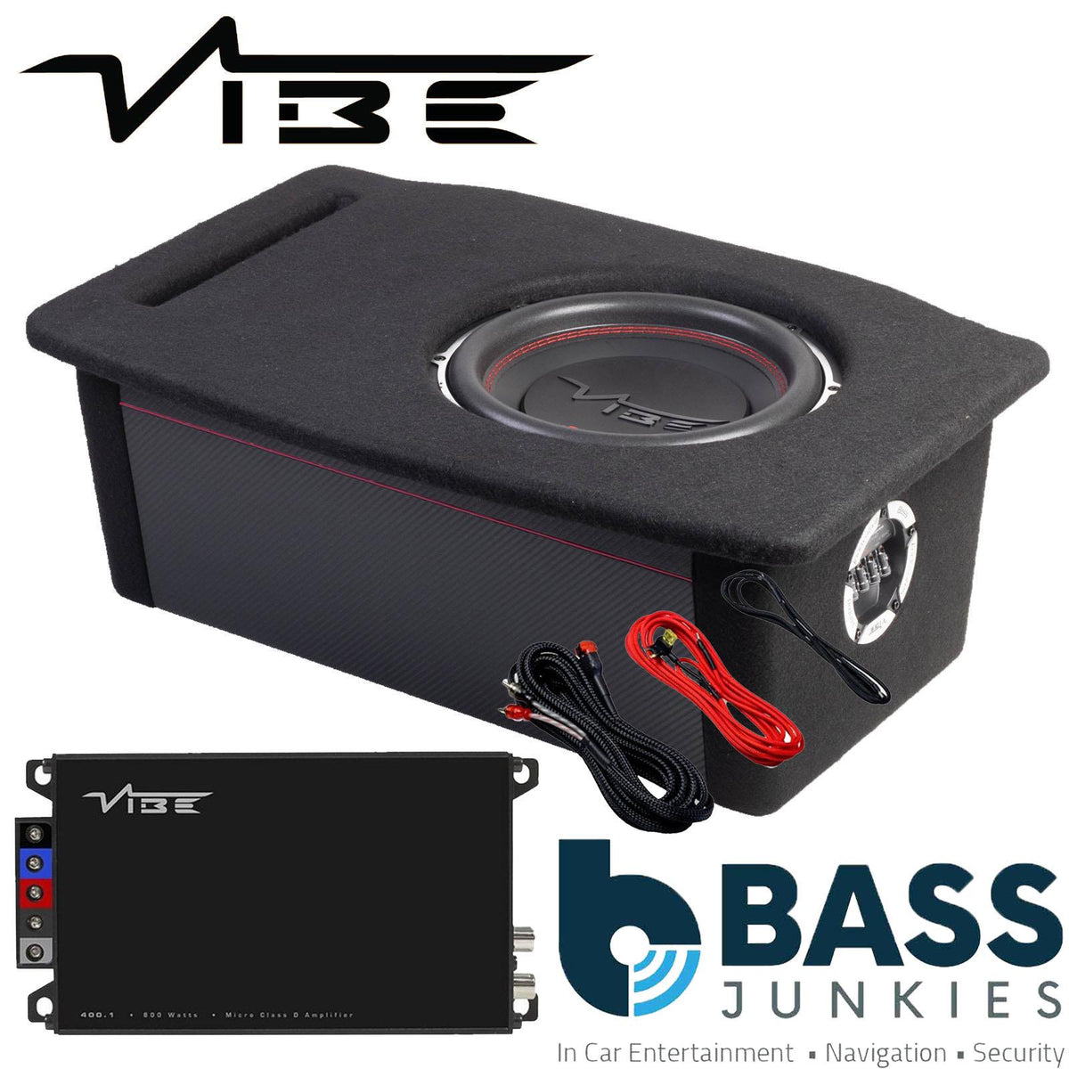 VIBE SLICKV12.M3-V5 12 Inch 1-Way 1500W Subwoofer Amp Kit for Tesla Model 3