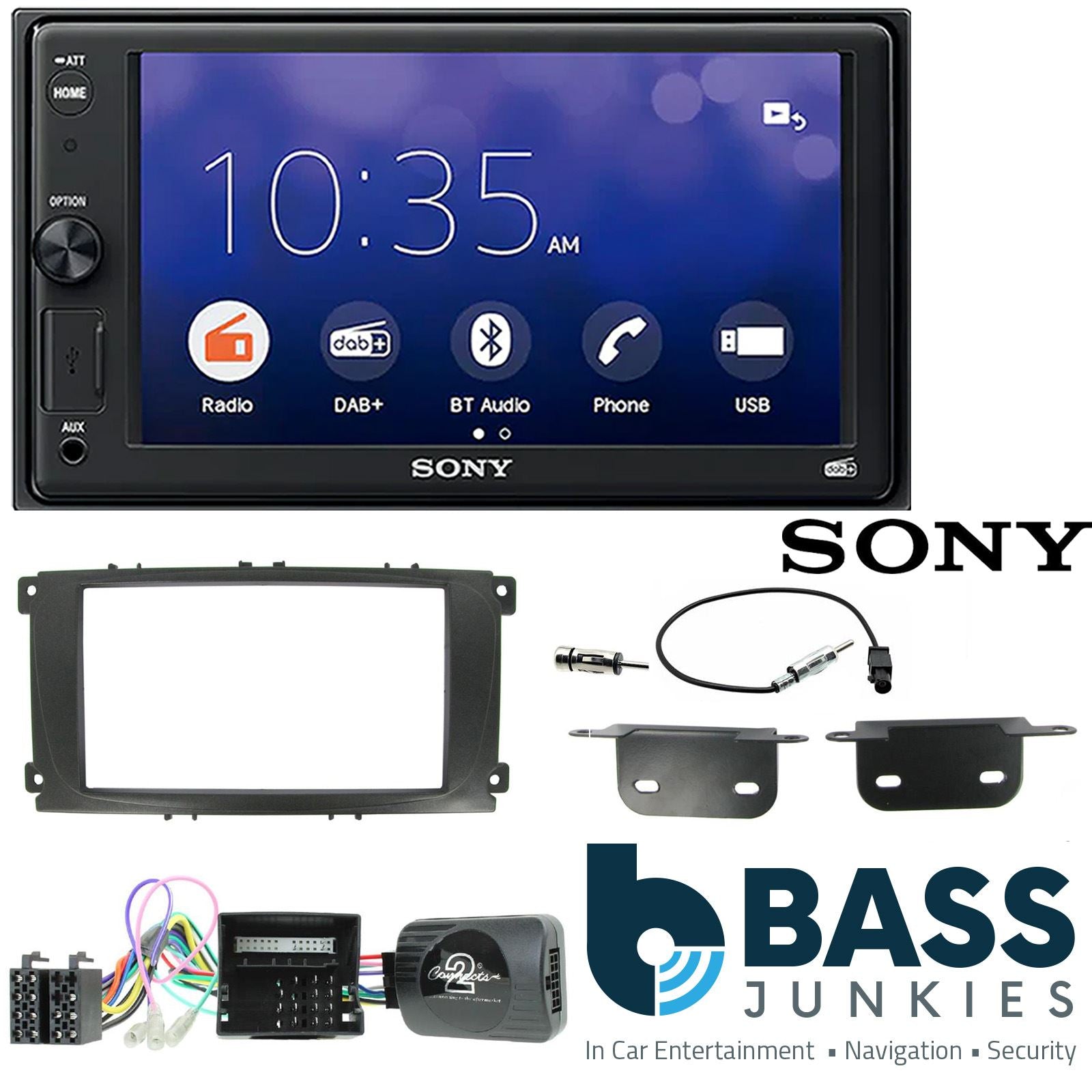 Sony 6.2" Screen Bluetooth|DAB Double Din + Fitting Kit - to fit Ford S-Max 2006-14 | Ford Focus 2007-11 | Ford Mondeo 2007-14