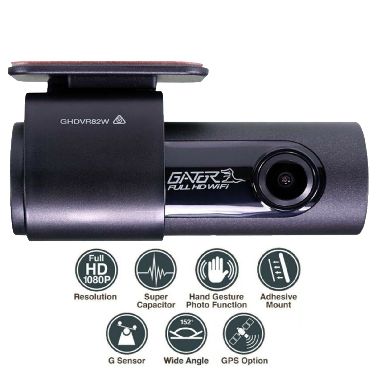 Gator GHDVR82W - 8GB 1080P High Definition 30FPS 152 Degree Wide Angle Car Dash Cam Camera