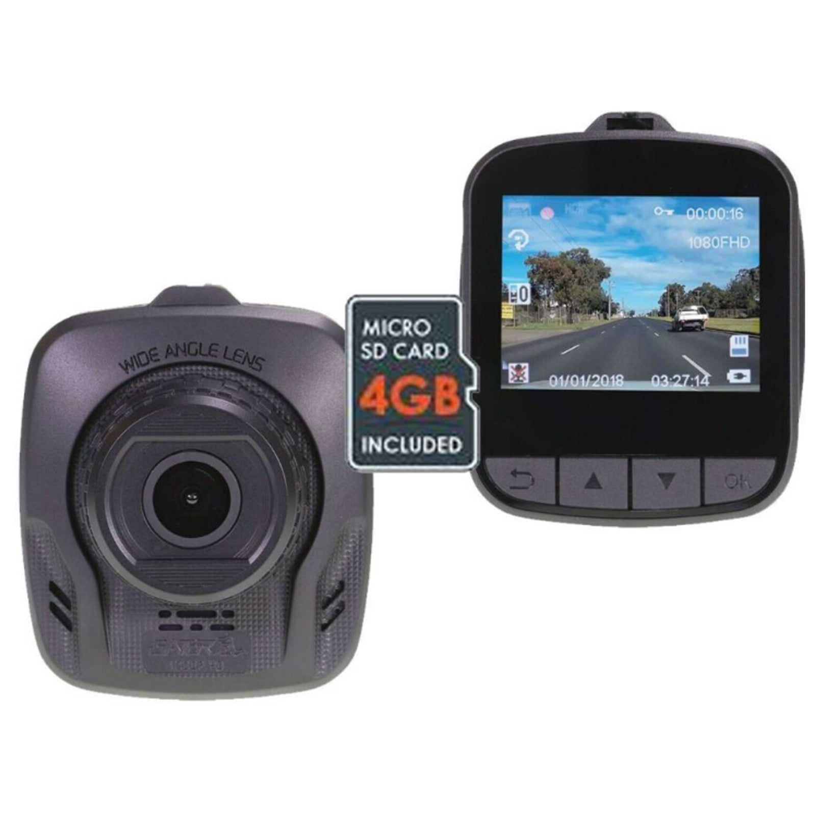 Gator GHDVR351 - 4GB 1080P High Definition 24FPS 110 Degree Wide Angle Car Dash Cam Camera