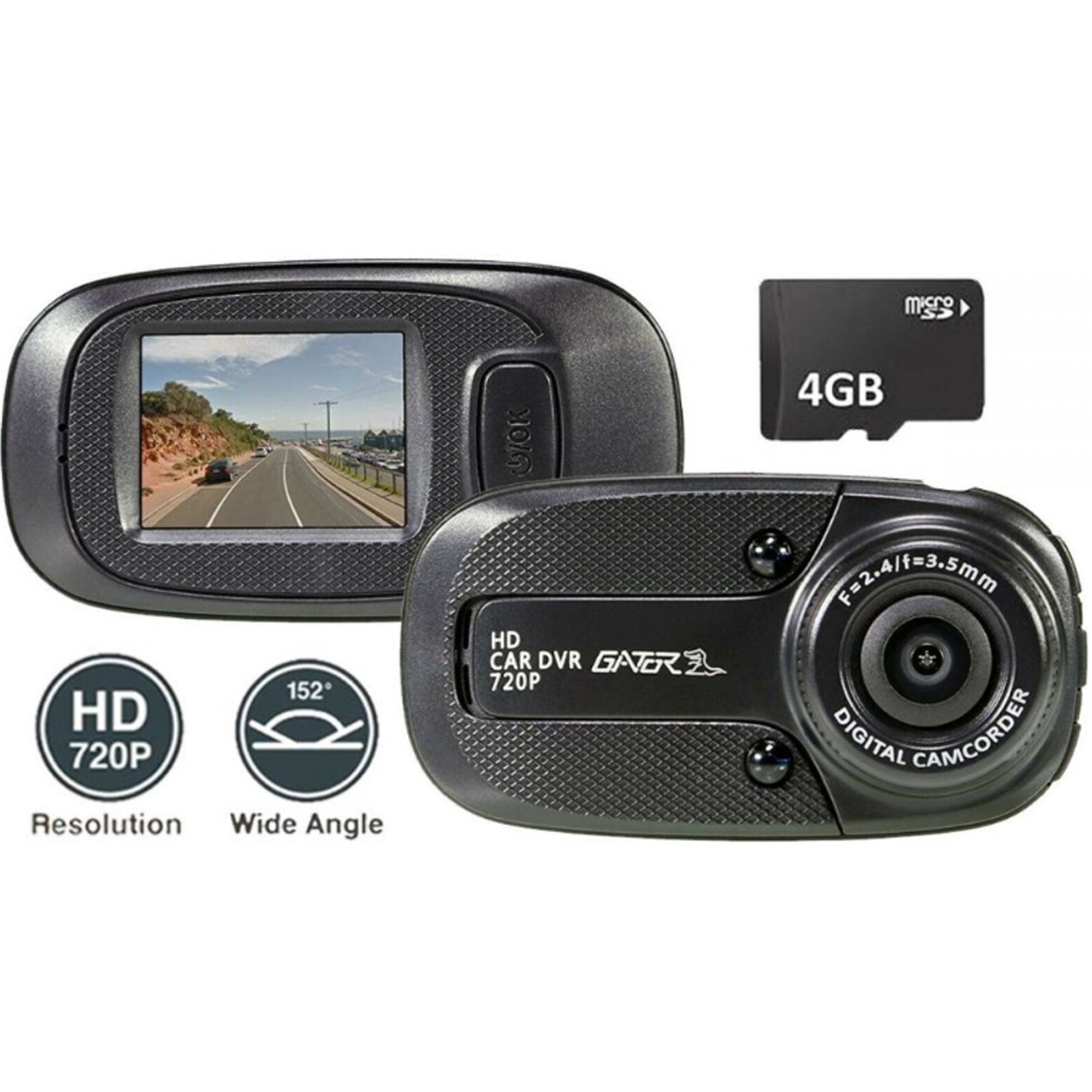 Gator GDVR190 - 4GB 720P High Definition 120 Degree Wide Angle 30FPS Car Dash Cam Camera