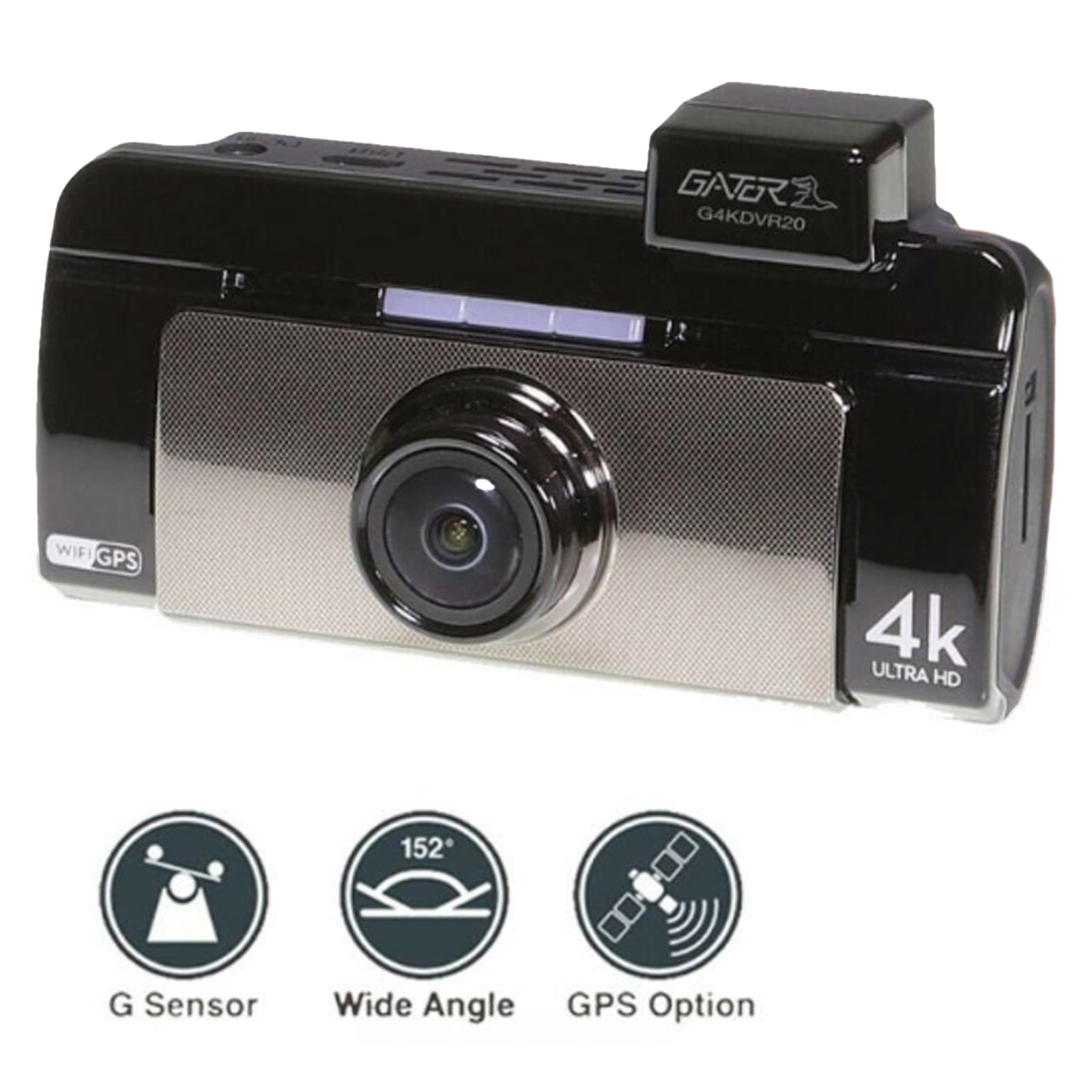 Gator G4KDVR20 - 4K 2160P HD Wi-Fi GPS 2.7" LCD Wide Angle 16GB Car Dash Cam Camera
