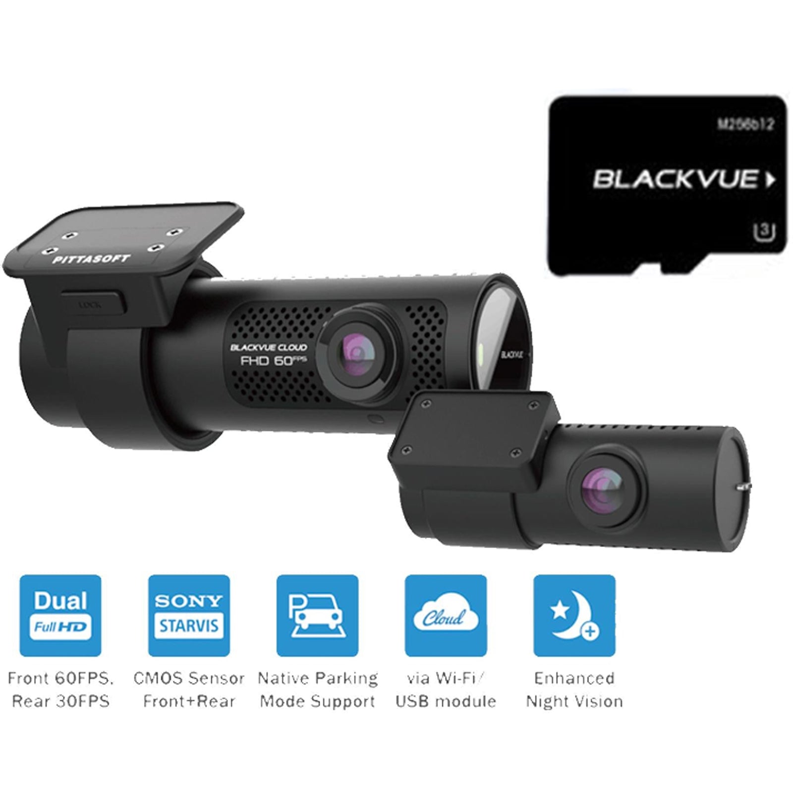 Blackvue DR750X 2CH 64GB GPS Full HD 1080p Wide Font&Rear Car Dash Camera WIFI Cloud @30fps Rear Camera @60fps Front Camera
