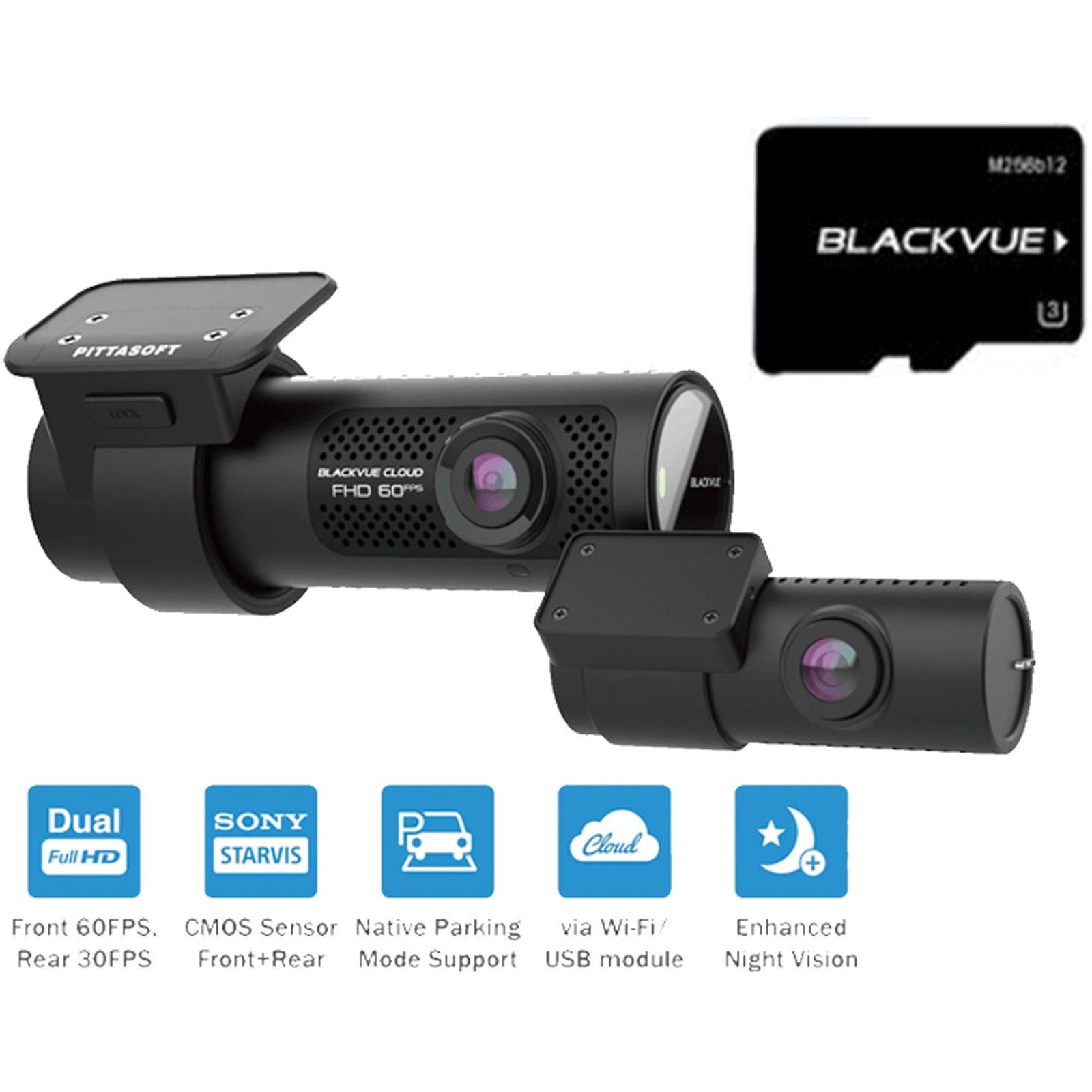 Blackvue DR750 IR-2CH 64GB GPS Full HD 1080p Wide Font & Rear Car Dash Camera WIFI Cloud @30fps Rear Camera @60fps Front Camera
