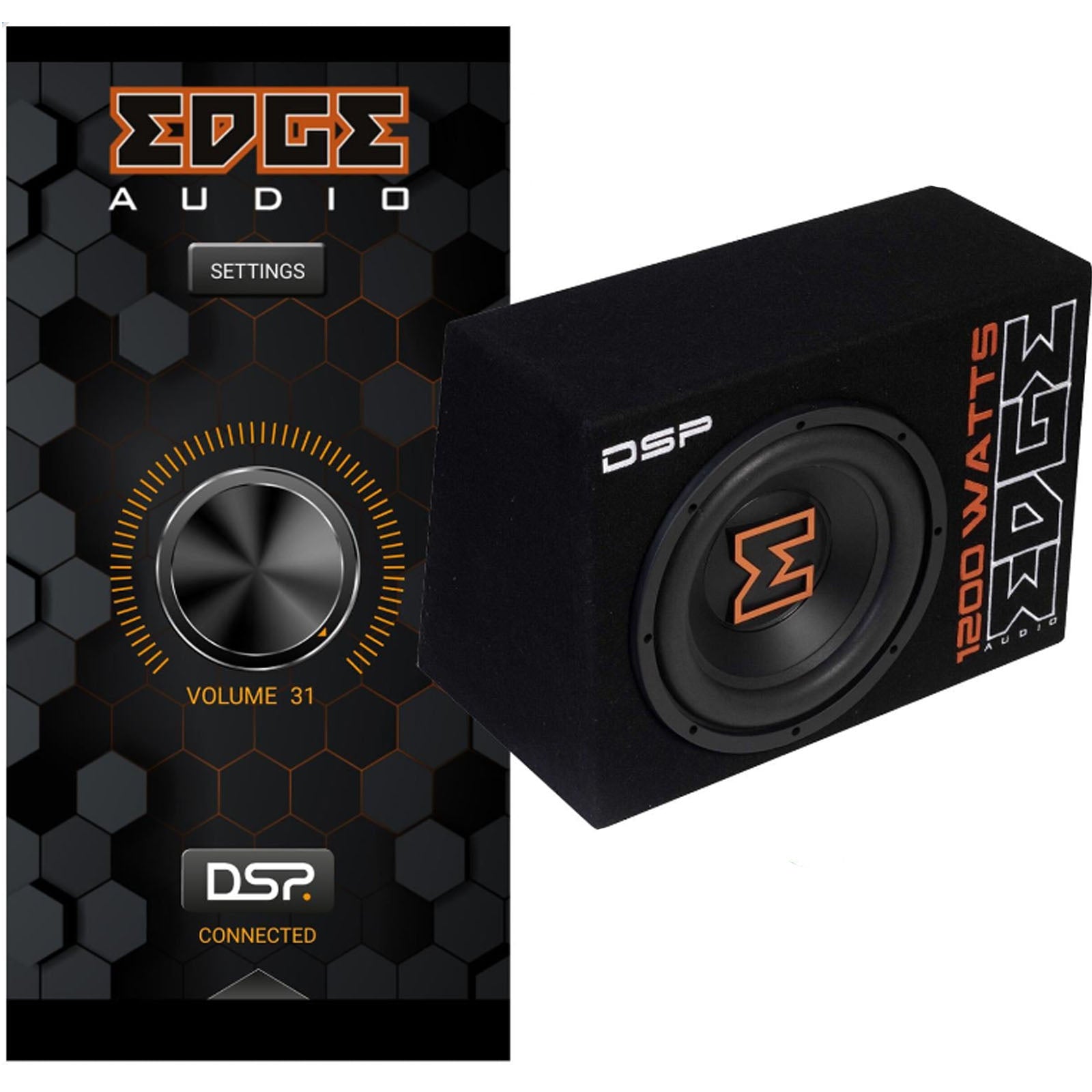 EDGE EDBX12ADSP-E3 - 1200 Watts 12" Amplified Car Subwoofer Bass Box with Built in DSP & Wiring Kit